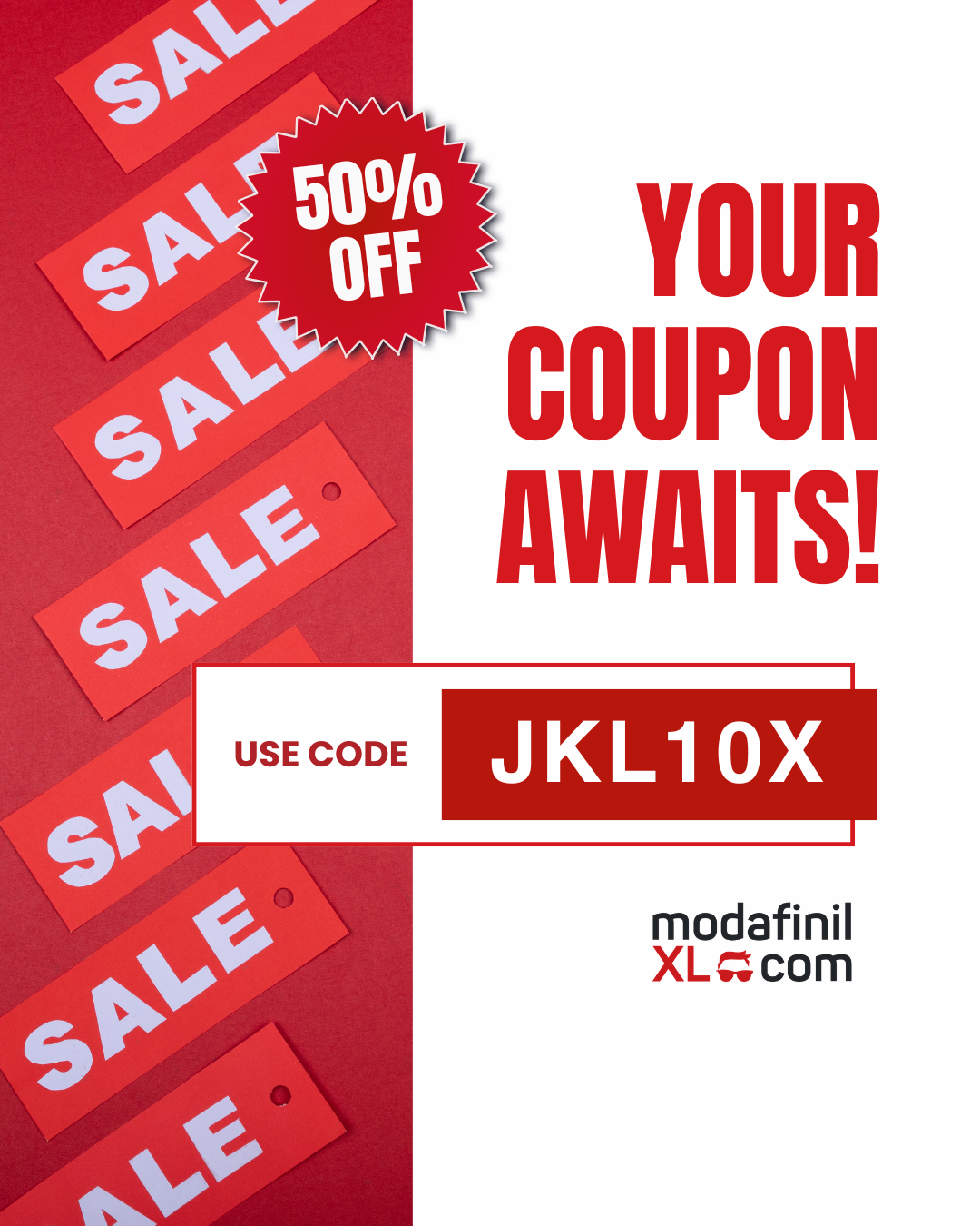 ModafinilXL Coupon Code JKL10X (2026): Get $50 Off Storewide