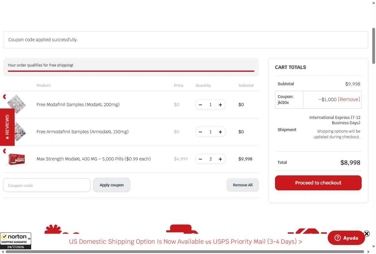 ModafinilXL coupon code JKL10X