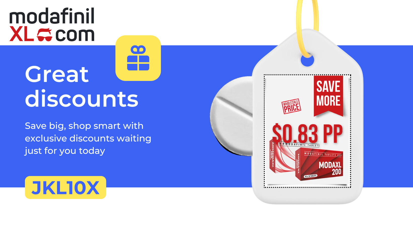 ModafinilXL Coupon Code JKL10X: Unlock a $50 Saving on Your Order